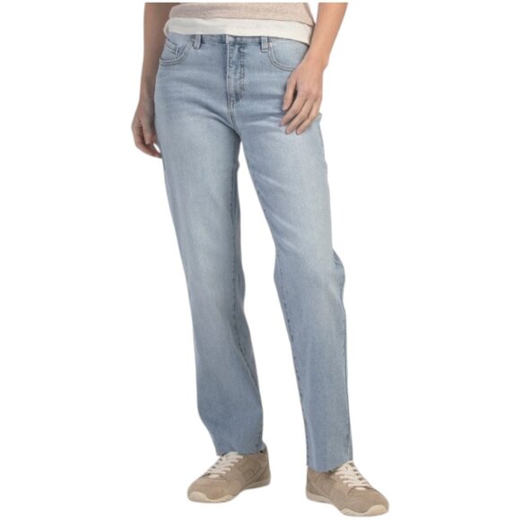 BLUE REVIVAL Hailey Mid Rise Raw Edge Not Fray Hem Straight Ankle Jeans - Picture 1 of 2